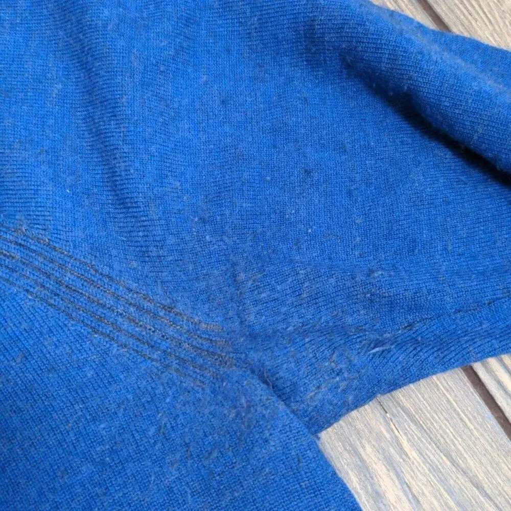 Robert Graham Men Blue Cashmere Wool Tight Knit V-Neck Long Sleeve Sweater Sz‎ L